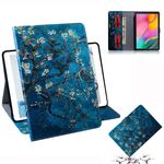 Custodia in pelle con vibrazione orizzontale motivo fiori di albicocca per Galaxy Tab A 10.1 (2019) T510 / T515, con supporto, slot per schede e portafoglio