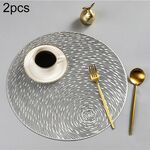 2 pezzi tovagliette alla moda rotonde vuote tovagliette in PVC per tazza da caffè (argento)