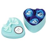 3 fiori di sapone Regali di San Valentino Regali Tanabata Matrimonio Regali creativi Scatola di ferro a forma di cuore Rose (blu)