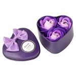 3 fiori di sapone Regali di San Valentino Regali Tanabata Matrimonio Regali creativi Rose a forma di cuore in ferro (viola)