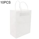 Elegante sacchetto di carta Kraft da 10 pezzi con manici per matrimoni / feste di compleanno / gioielli / vestiti, dimensioni: 12x15x6cm (bianco)
