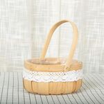 2 cesto di fiori con composizione floreale in trucioli di legno, stile: ovale