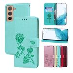 Per Samsung Galaxy S22 5G Cassa del telefono in pelle in rilievo rosa (verde)
