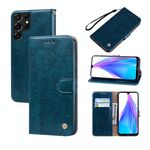 Per Samsung Galaxy S22 Ultra 5G Oil Wax Texture custodia in pelle di struttura (blu)