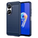 Per Asus Zenfone 9 Custodia in TPU in fibra di carbonio spazzolata (blu)