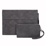 Per Microsoft Surface Pro 8 Custodia protettiva antiurto all-inclusive in pelle di pecora con Power Bag (grigio)