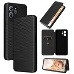 Per Oukitel C32 Custodia per cellulare in pelle con struttura in fibra di carbonio (nero)