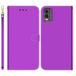 Per Nokia C32 Custodia per telefono in pelle con superficie a specchio imitata (viola)