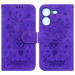 Per Tecno Pova 5 Custodia per telefono in pelle goffrata farfalla rosa (viola)