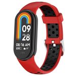 Per Xiaomi Mi Band 8 cinturino in silicone con spina in acciaio bicolore (rosso nero)