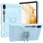 Per Samsung Galaxy Tab S8+ / S7+ Butterfly Kickstand Custodia per tablet robusta e resistente (blu ghiaccio)