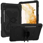 Per Samsung Galaxy Tab S8+ / S7+ Butterfly Kickstand Custodia per tablet robusta e resistente (nera)