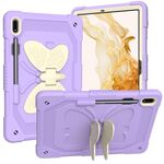 Per Samsung Galaxy Tab S8+ / S7+ Butterfly Kickstand Custodia per tablet robusta e resistente (beige + viola raro)