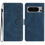 Per Google Pixel 8 Pro Custodia per cellulare in pelle goffrata con sette farfalle (blu)