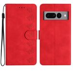 Per Google Pixel 7 Pro Custodia per cellulare in pelle con sette farfalle in rilievo (rosso)