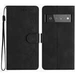 Per Google Pixel 6 Pro Custodia per telefono in pelle con sette farfalle in rilievo (nero)