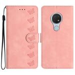 Per Nokia 6.2 / 7.2 Custodia per telefono in pelle goffrata Seven Butterflies (rosa)