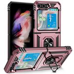 Per Samsung Galaxy Z Flip5 Custodia antiurto in TPU + PC con supporto (oro rosa)