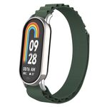 Per Xiaomi Mi Band 8 cinturino in nylon con anello in metallo (argento + verde militare)