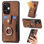 Per OnePlus Nord CE 3 Lite Retro Skin-feel Ring Card Custodia a portafoglio per telefono (marrone)