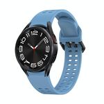 Per Samsung Galaxy Watch 6 cinturino in silicone tinta unita con foro a doppia fila (blu)