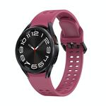 Per Samsung Galaxy Watch 6 cinturino in silicone tinta unita con foro a doppia fila (rosso vino)