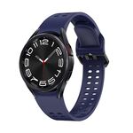 Per Samsung Galaxy Watch 6 cinturino in silicone tinta unita con foro a doppia fila (blu scuro)