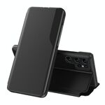 Custodia per telefono in pelle con supporto a vibrazione per Samsung Galaxy S24 Ultra 5G (nera)