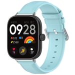 Per cinturino in pelle con strato superiore a coda tonda per Redmi Watch 4 (azzurro)