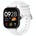 Per cinturino in pelle con strato superiore a coda tonda per Redmi Watch 4 (bianco)