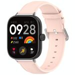 Per cinturino in pelle con strato superiore a coda tonda per Redmi Watch 4 (rosa)