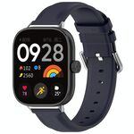 Per cinturino in pelle con strato superiore a coda tonda per Xiaomi Mi Band 8 Pro (blu scuro)
