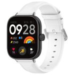 Per cinturino in pelle Xiaomi Mi Band 8 Pro con coda tonda e strato superiore (bianco)
