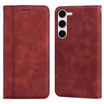 Custodia per telefono in PU con vibrazione orizzontale magnetica satinata per Samsung Galaxy S24+ (marrone)