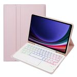 Per Samsung Galaxy Tab S9 FE Candy Color Touch Retroilluminazione Tastiera Bluetooth Custodia tablet in pelle con portapenne (Rosa)