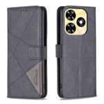 Per Infinix Smart 8 Custodia per telefono in pelle con texture rombo con fibbia magnetica (nera)