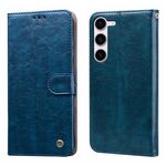 Custodia per telefono in pelle flip antiurto con texture a cera d'olio per Samsung Galaxy S24 (blu)