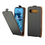 Custodia per telefono in pelle con chiusura verticale per Google Pixel 8a con slot per schede (nera)