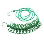 Stendibiancheria antivento retrattile da viaggio all'aperto con 12 clip (verde)