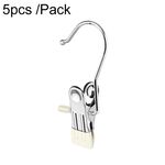 Clip piatta in acciaio inossidabile da 5 pezzi / pacco con gancio porta asciugatrice antigraffio (beige)