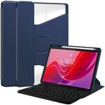 Per Lenovo Tab M11/Xiaoxin Pad 11 2024 Custodia in pelle trasparente con rotazione a 360 gradi con tastiera (blu scuro)