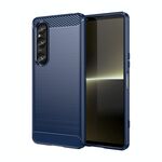 Custodia per telefono TPU in fibra di carbonio con texture spazzolata per Sony Xperia 1 VI (blu)