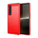 Custodia per telefono TPU in fibra di carbonio con texture spazzolata per Sony Xperia 1 VI (rossa)