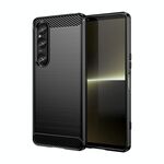 Custodia per telefono TPU in fibra di carbonio con texture spazzolata per Sony Xperia 1 VI (nera)
