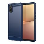 Custodia per telefono TPU in fibra di carbonio con texture spazzolata per Sony Xperia 10 VI (blu)