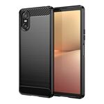 Custodia per telefono TPU in fibra di carbonio con texture spazzolata per Sony Xperia 10 VI (nera)