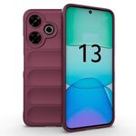 Per Xiaomi Redmi 13 4G Global Magic Shield TPU + custodia per telefono in flanella (vino rosso)