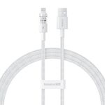 Cavo dati di ricarica rapida Baseus Gem trasparente da USB a 8 pin da 2,4 A, lunghezza: 1 m (bianco)