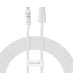 Baseus Gem Cavo dati USB trasparente da 2,4 A a 8 pin per ricarica rapida, lunghezza: 2 m (bianco)