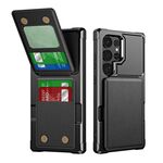 Custodia per telefono in pelle con porta carte di credito verticale per Samsung Galaxy S24 Ultra 5G (nero)